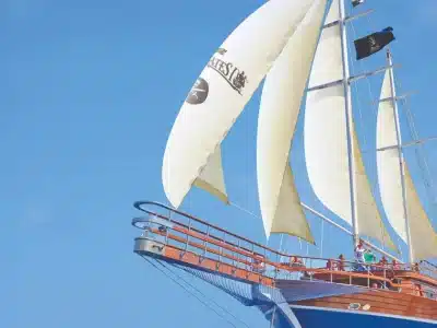 Pirates Sailing Adventure Sharm El Sheikh with a pirate-themed ship sailing on turquoise Red Sea waters