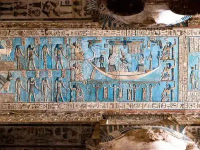 Dendera Temple of Hathor in Qena with detailed ancient Egyptian carvings